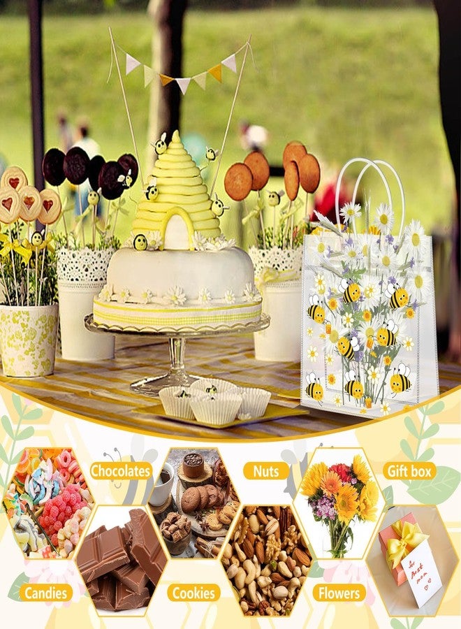 Beupy 30Pcs Bee Clear Gift Bag with Handle PVC Honey Bee Party Goodie Treat Bags Snack Bag for Bees Theme Birthday Gender Reveal Baby Shower Party Favor Decoration Supplies,7.87 x 7.87 x 3.15 Inch - Image 5